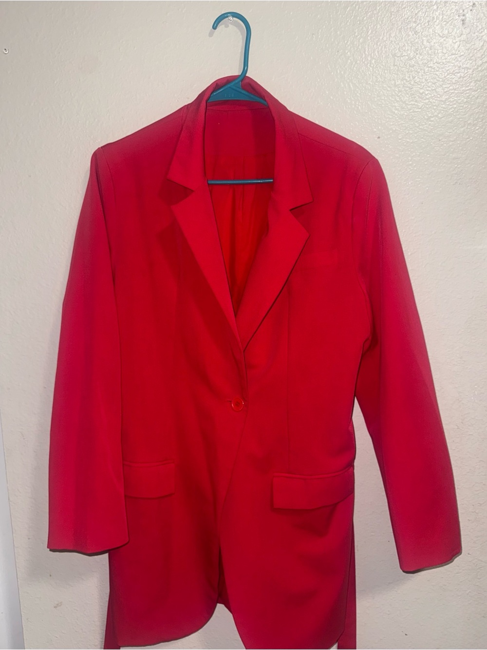 Red Single-Button Blazer - Men’s Tailored Jacket for Women